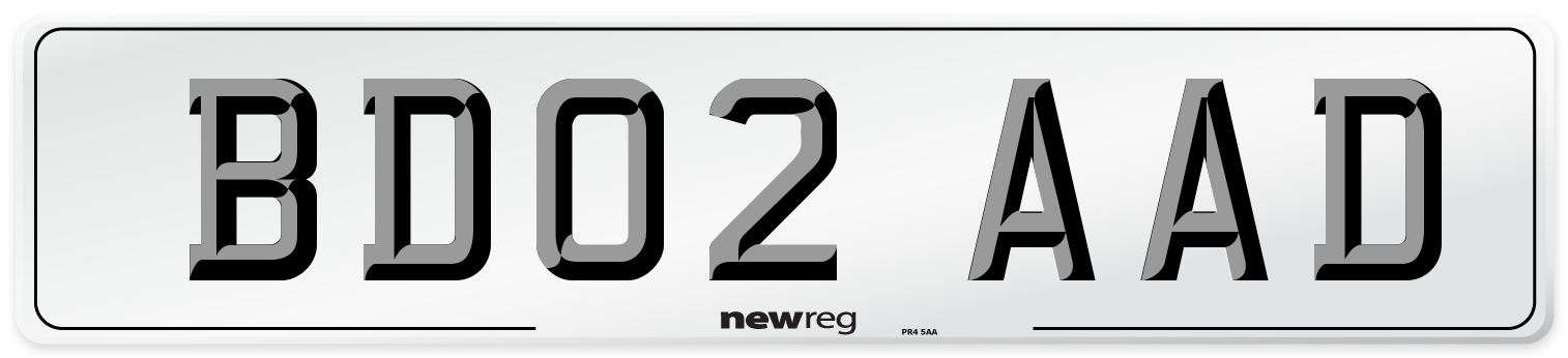BD02 AAD Number Plate from New Reg